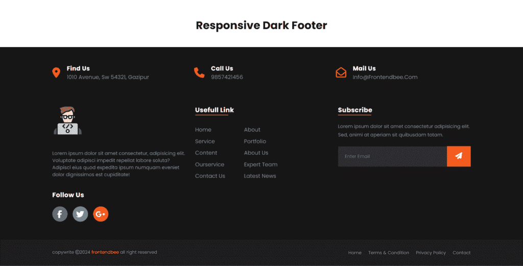 Responsive Footer Section Design In HTML CSS - SyntaxMart