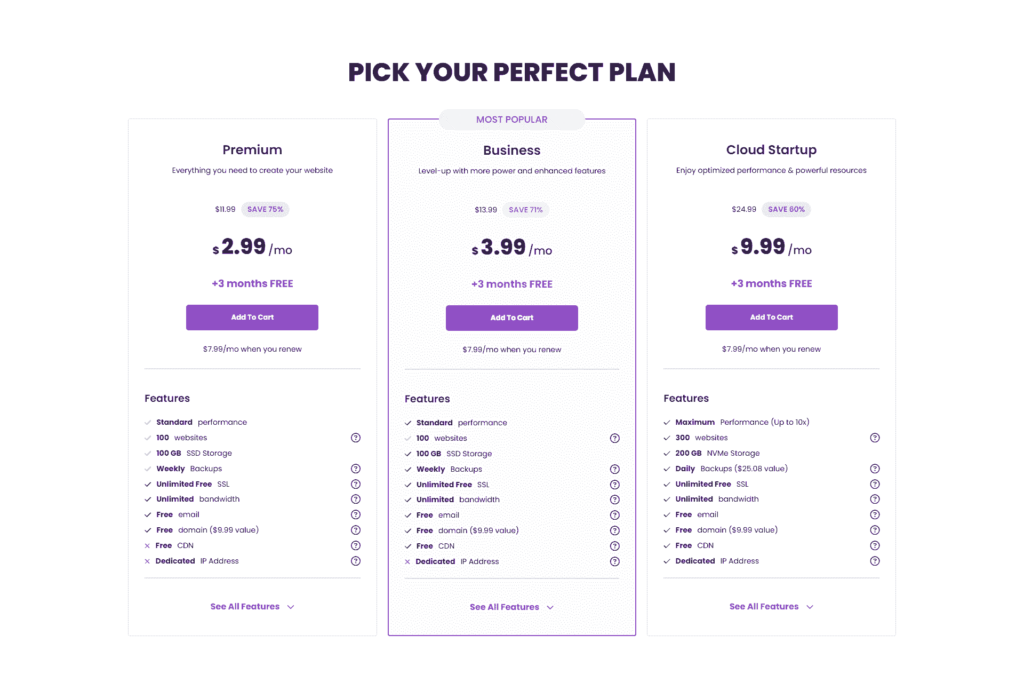 hostinger price table